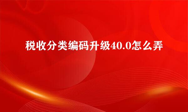 税收分类编码升级40.0怎么弄