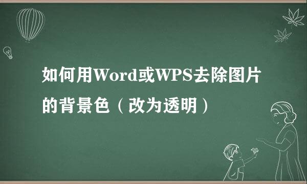 如何用Word或WPS去除图片的背景色（改为透明）