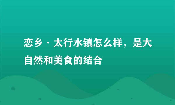恋乡·太行水镇怎么样，是大自然和美食的结合