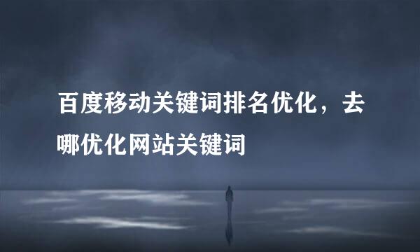百度移动关键词排名优化，去哪优化网站关键词