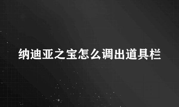 纳迪亚之宝怎么调出道具栏