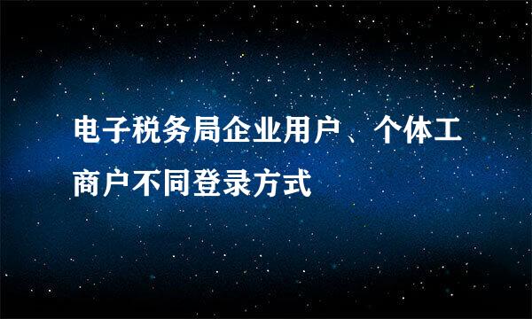 电子税务局企业用户、个体工商户不同登录方式