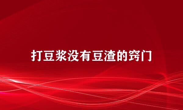 打豆浆没有豆渣的窍门