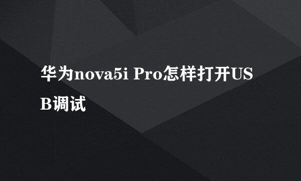 华为nova5i Pro怎样打开USB调试