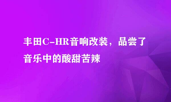 丰田C-HR音响改装，品尝了音乐中的酸甜苦辣