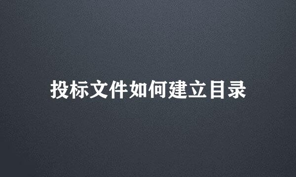 投标文件如何建立目录