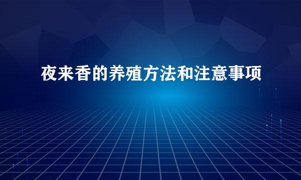 夜来香的养殖方法和注意事项
