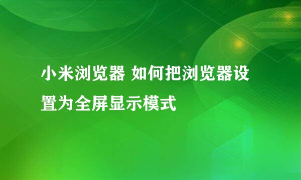 小米浏览器 如何把浏览器设置为全屏显示模式