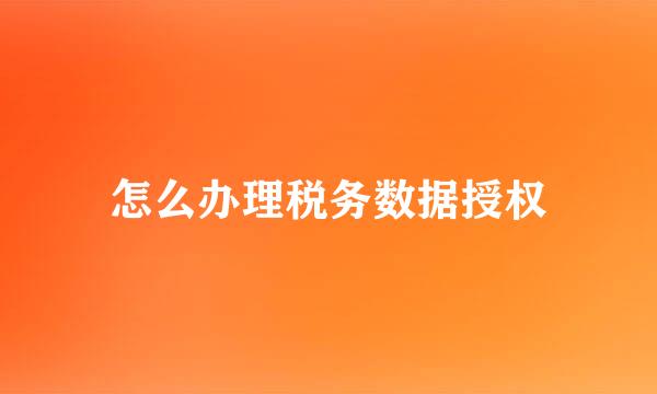 怎么办理税务数据授权