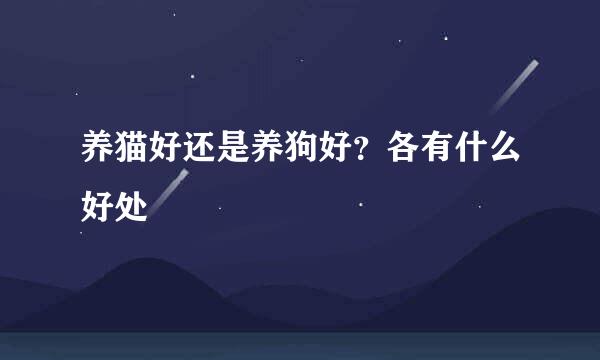 养猫好还是养狗好？各有什么好处