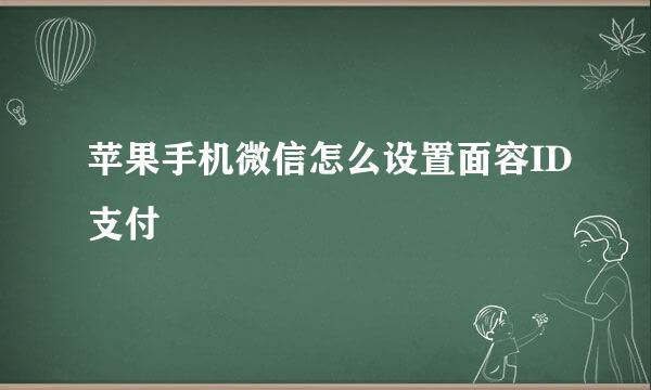 苹果手机微信怎么设置面容ID支付