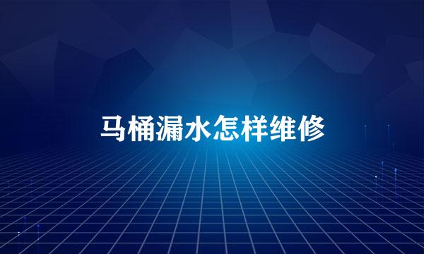 马桶漏水怎样维修