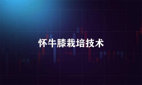 怀牛膝栽培技术