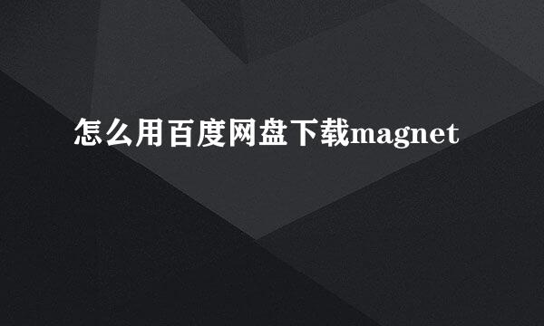 怎么用百度网盘下载magnet