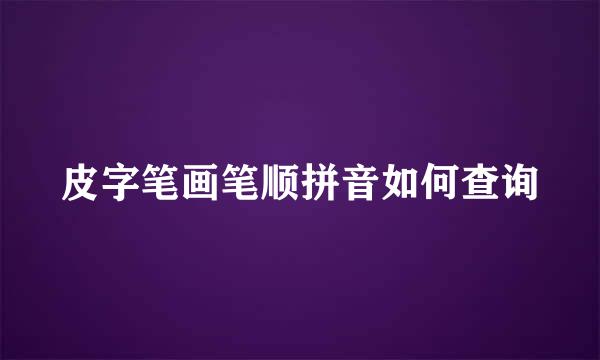 皮字笔画笔顺拼音如何查询