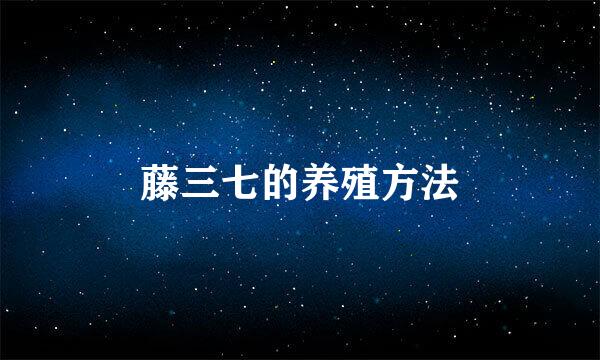 藤三七的养殖方法