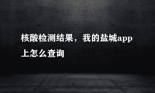 核酸检测结果，我的盐城app上怎么查询
