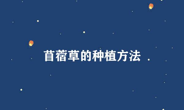 苜蓿草的种植方法