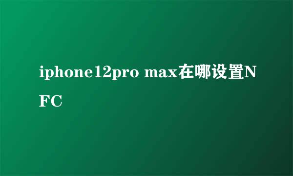 iphone12pro max在哪设置NFC