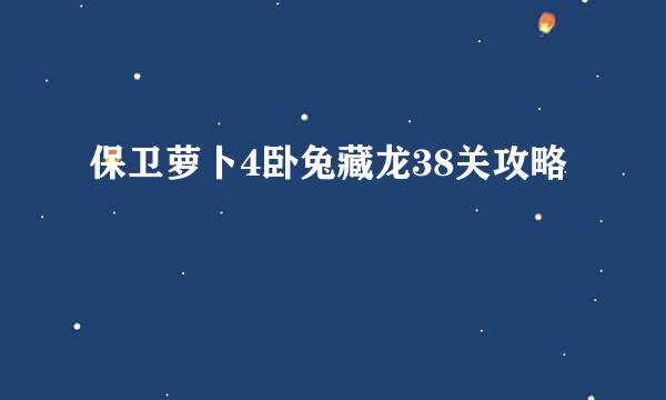 保卫萝卜4卧兔藏龙38关攻略