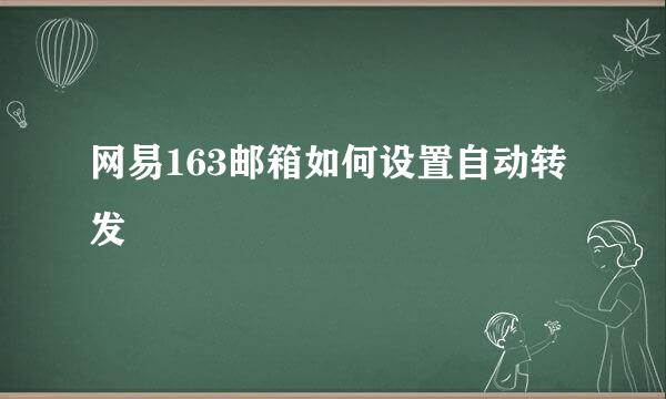 网易163邮箱如何设置自动转发