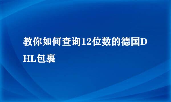 教你如何查询12位数的德国DHL包裹