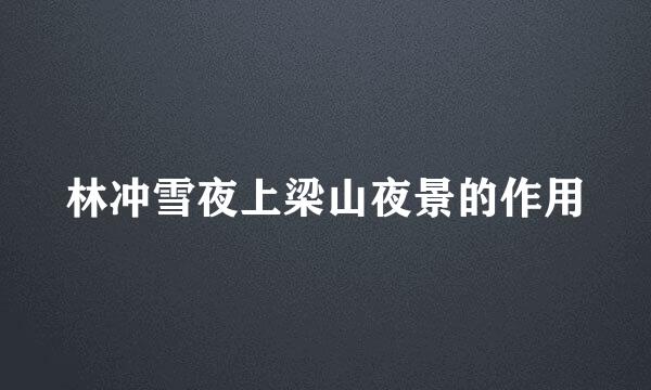 林冲雪夜上梁山夜景的作用