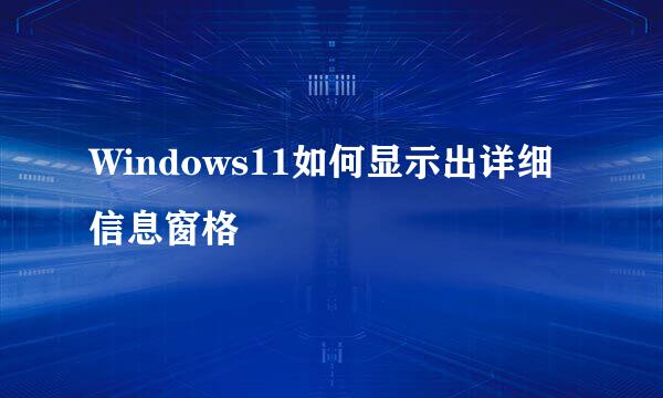 Windows11如何显示出详细信息窗格