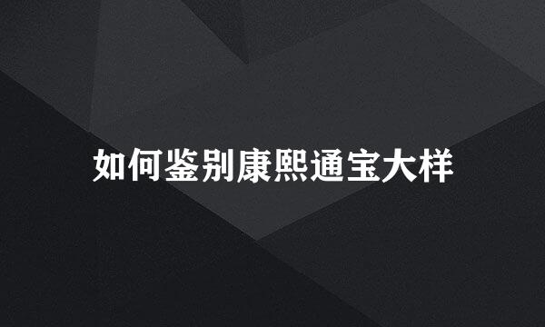 如何鉴别康熙通宝大样