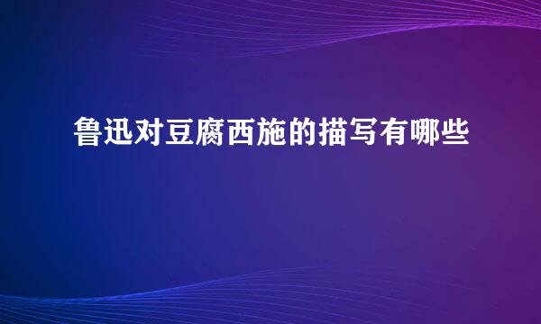 鲁迅对豆腐西施的描写有哪些