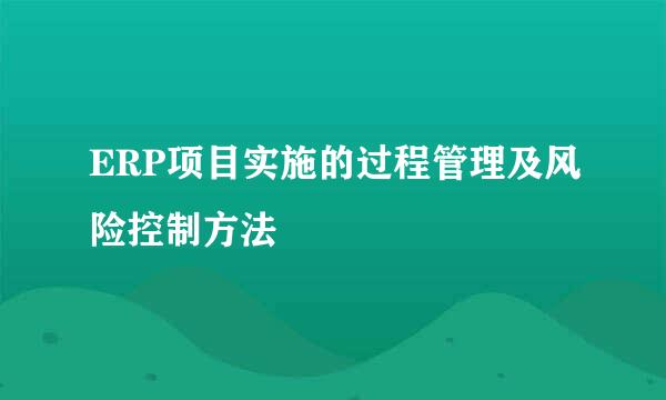 ERP项目实施的过程管理及风险控制方法