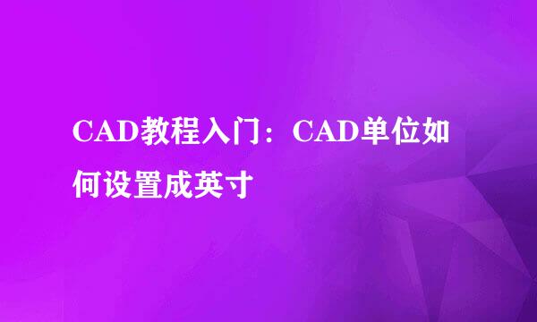 CAD教程入门：CAD单位如何设置成英寸