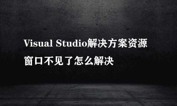 Visual Studio解决方案资源窗口不见了怎么解决