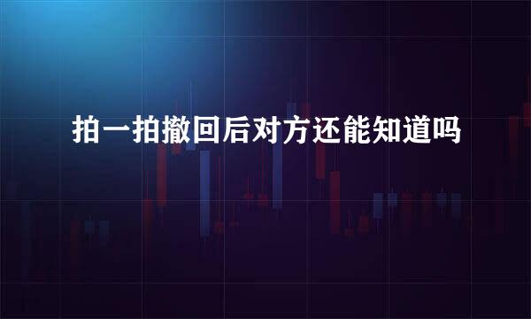 拍一拍撤回后对方还能知道吗