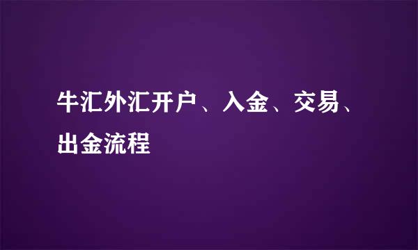 牛汇外汇开户、入金、交易、出金流程