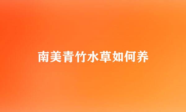 南美青竹水草如何养