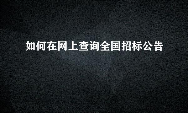 如何在网上查询全国招标公告