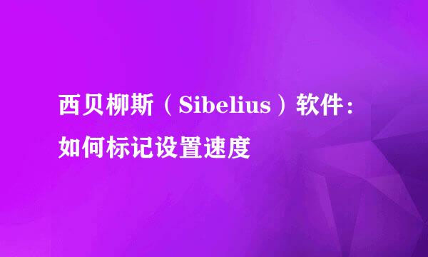 西贝柳斯（Sibelius）软件：如何标记设置速度