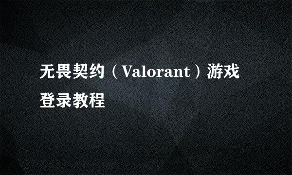 无畏契约（Valorant）游戏登录教程