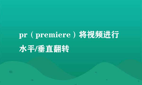 pr（premiere）将视频进行水平/垂直翻转