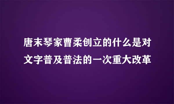 唐末琴家曹柔创立的什么是对文字普及普法的一次重大改革
