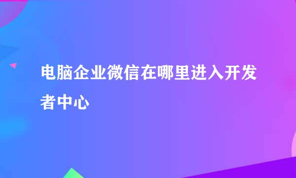 电脑企业微信在哪里进入开发者中心