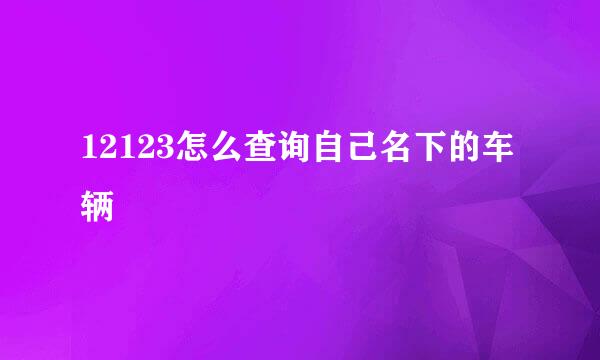 12123怎么查询自己名下的车辆