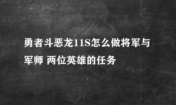 勇者斗恶龙11S怎么做将军与军师 两位英雄的任务