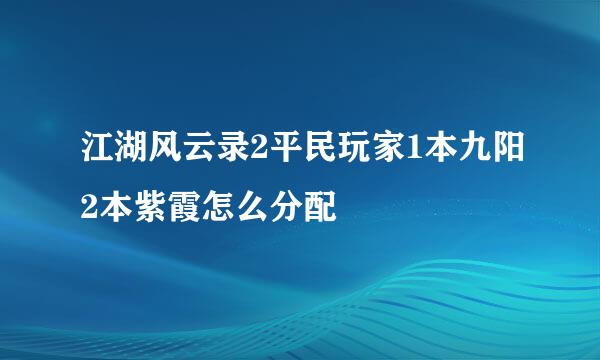 江湖风云录2平民玩家1本九阳2本紫霞怎么分配
