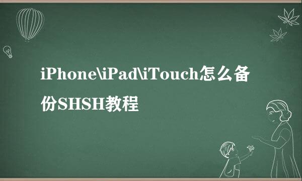 iPhone\iPad\iTouch怎么备份SHSH教程