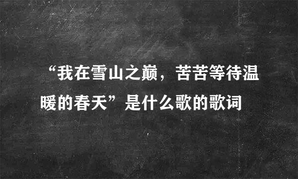 “我在雪山之巅，苦苦等待温暖的春天”是什么歌的歌词
