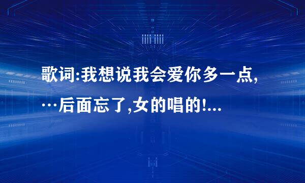 歌词:我想说我会爱你多一点,…后面忘了,女的唱的!是什么歌?谢谢