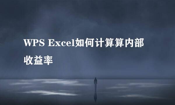WPS Excel如何计算算内部收益率