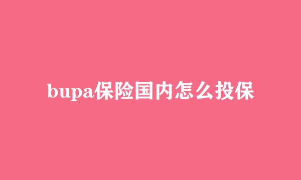 bupa保险国内怎么投保